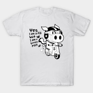 A strong pig ride a scooter 3 T-Shirt